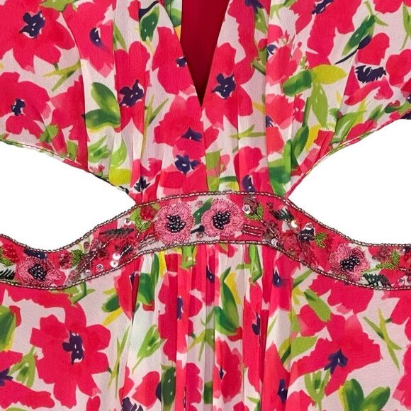 Mac Duggal 9158 Floral Chiffon Bell Sleeve Ruffle Mini Cocktail Dress | Size 2 - Picture 11 of 13